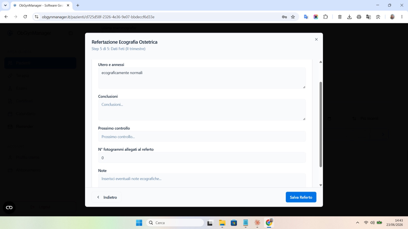 Documento finale in ObGynManager, schermata 1